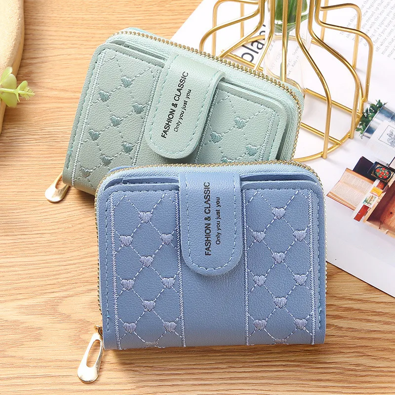 New Female Plaid Purse Women Short Wallets Leather Travel Purse Zipper Card  Holder Women's Wallet Small Zipper Wallet Coin Purse - AliExpress