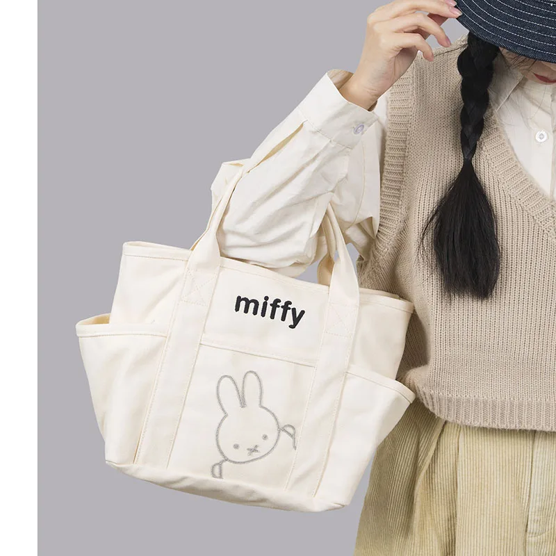 

Cartoon Sanrio Tote Bag Miffys Accessories Cute Kawaii Anime Canvas Zipper Lunch Bag Mommy Bag Large Capacity Toys for Girl Gift