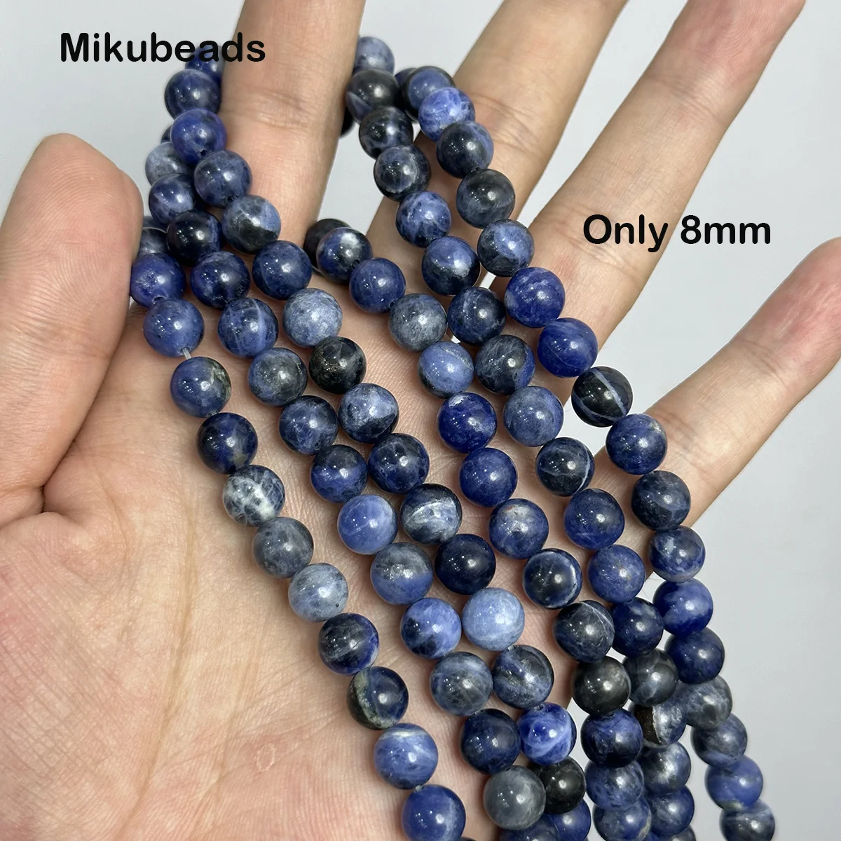 Wholesale Natural Sodalite Stone Smooth Round Loose Bead 15" Strand For Making Jewelry DIY Free shipping 6mm 8mm 10mm 2