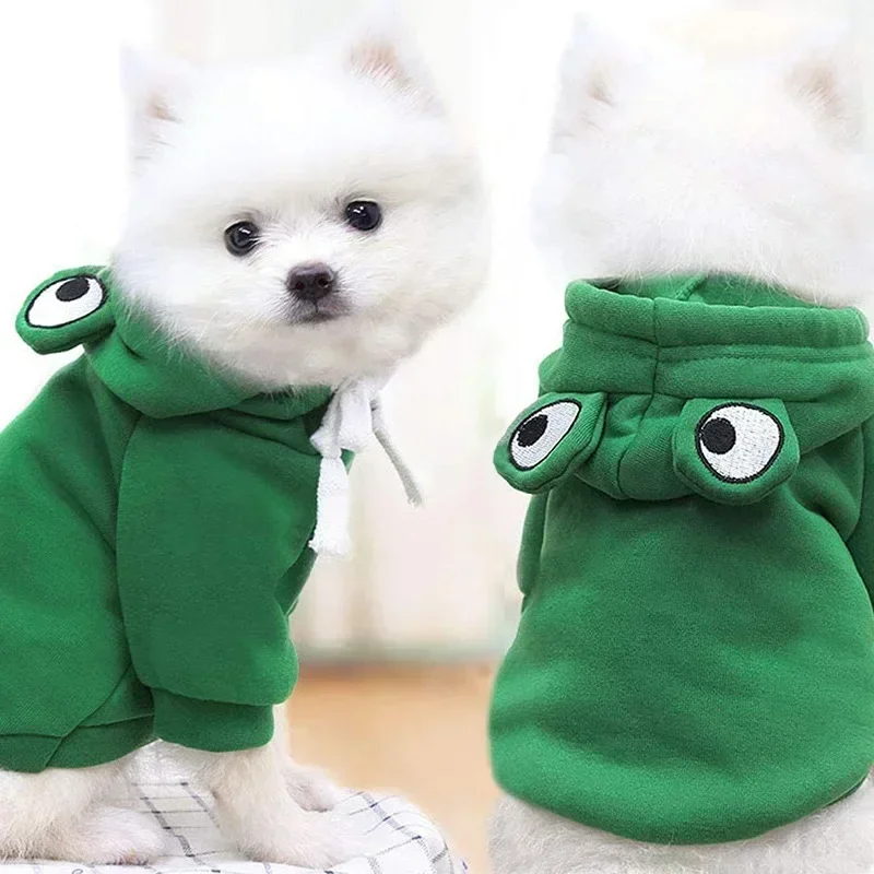 Autumn Winter Cat Hoodies Small Cats Dogs Cute Frog Shaped French Bulldog Puppy Soft Warm Fleece Costume Chihuahua Sweatshirts pet clothes