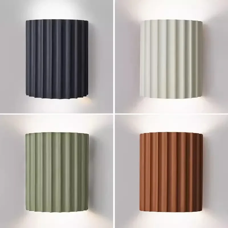 Lampada Da Parete Macaron A Strisce In Resina – Applique G9 A Doppia Illuminazione Per Camera E Corridoio