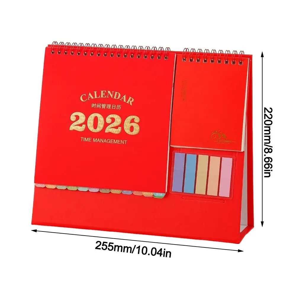 스탠딩 2026 데스크탑 데스크 캘린더 메모 기능 두꺼운 종이 쓰기 가능한 캘린더 접이식 시간 관리 학업 플래너