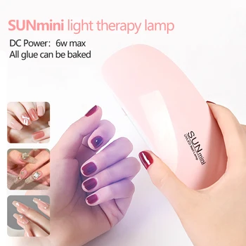 YIKOOLIN 6W UV LED Mini Nail Lamp Polish Poly Nail Gel 60s/120s Art Tool Portable Manicure Tool Phototherapy Machine