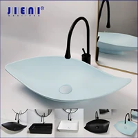 JIENI New Materials Bathroom Sink Faucet Set Multi Style Hand Painted Washbasin Water Droplet Shaped Hot Cold Taps Pop Up Drain 1