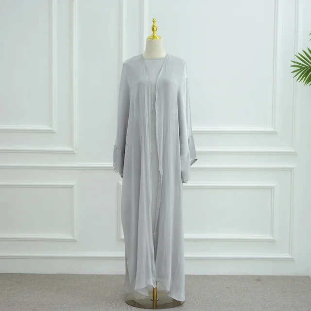 Kimono Cardigan pour Femmes Musulmanes, Robes Abaya Ouvertes Ornées de Diamants, Écharpe, Longue Robe, Robe de Dubaï, Robe Turque, Vêtements Islamiques, Marocain, Eid, Ramadan