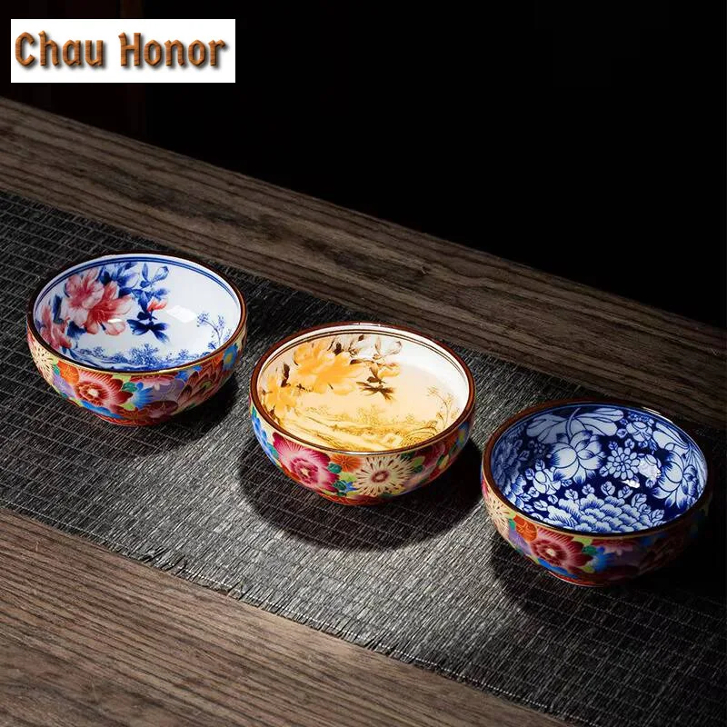 165ml Hand Painted Enameled Porcelain Master Tea Cup Blue And White Kung Fu TeaCup Ceramic Single Cup Tea Bowl Tea Lamp Tea Item