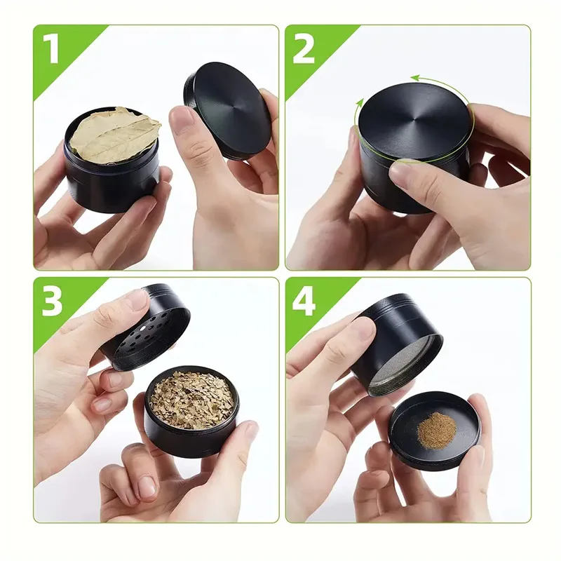 Premium 4-Layer Metal Herb Grinder & Spice Crusher - Smoking Accessories