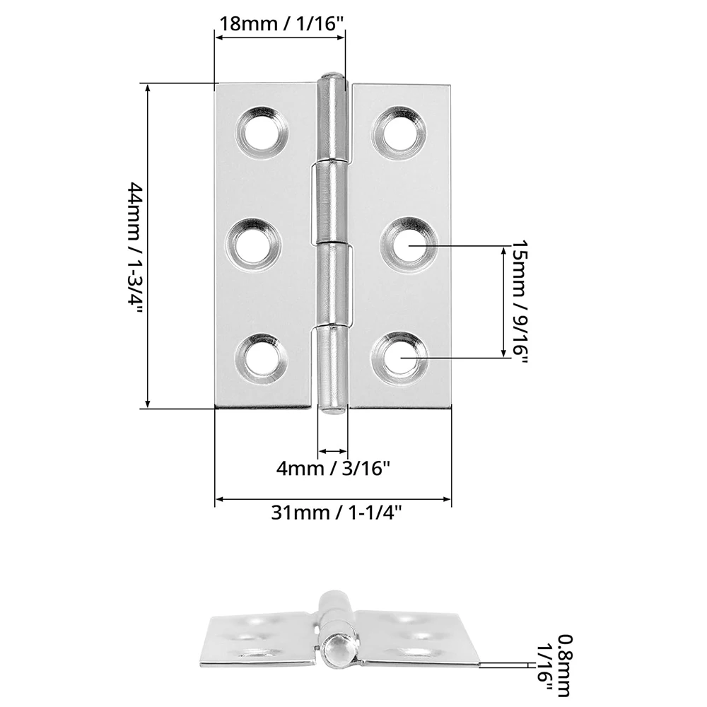 Stainless Steel Hinges 10Pcs Door Connector Drawer with 6 Mounting Holes for Furniture Bookcase Window Cabinet Door Fitting Door Hinges
