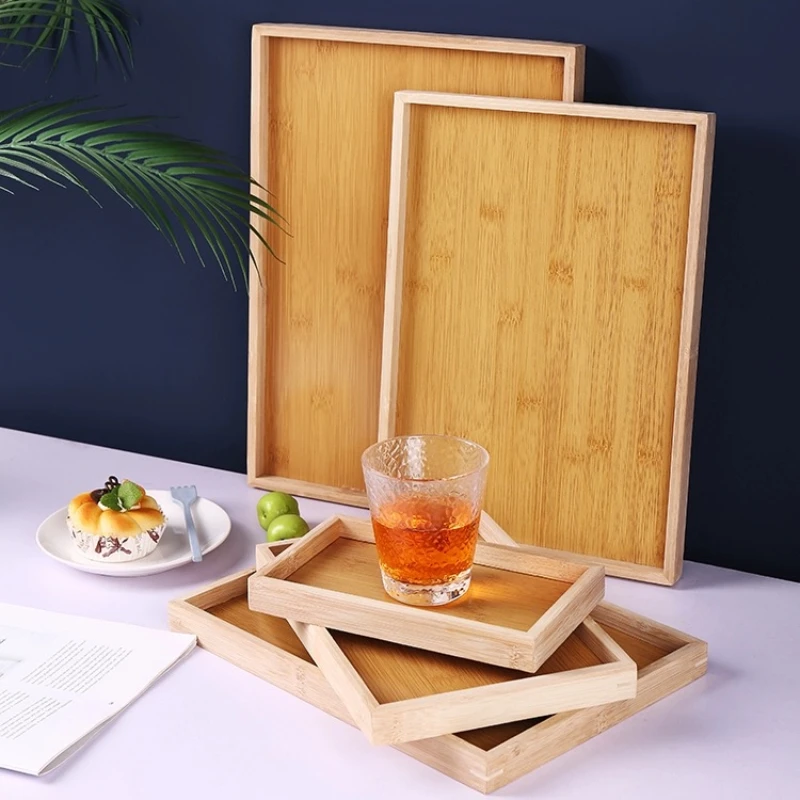 Japanese Bamboo Wooden Tray Serving Set Rectangular Cute Plate Hot Pot Barbecue Restaurant Hotel Wooden Tea Plate Dessert
