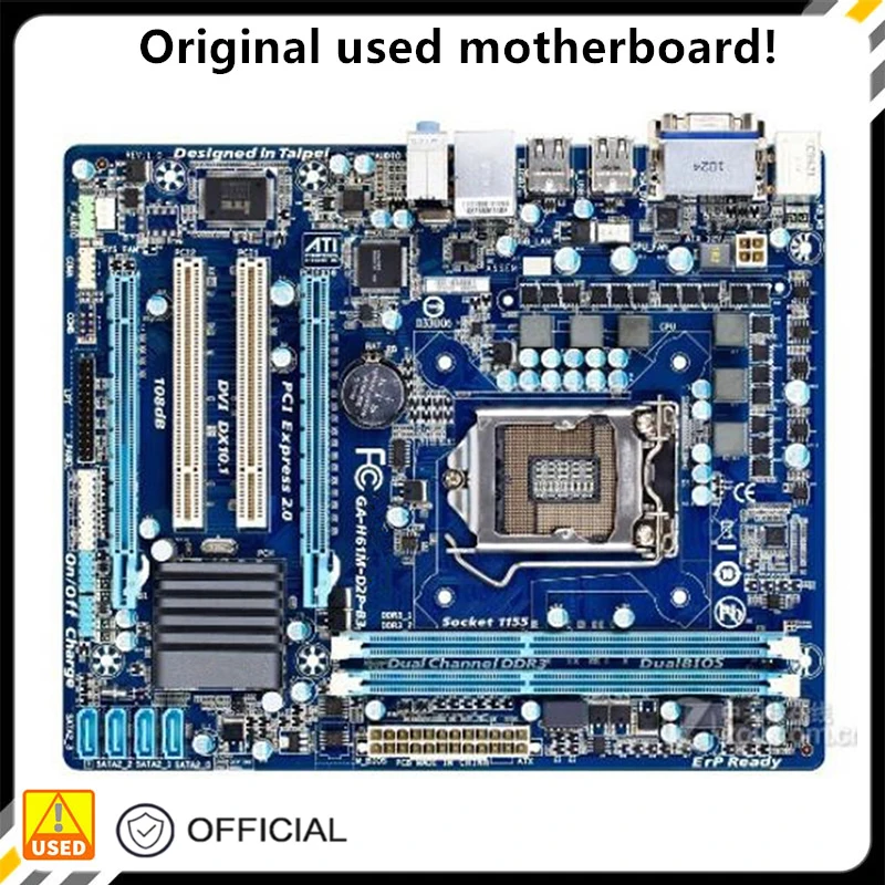 

H61 GA-H61M-D2P-B3 H61M-D2P-B3 Used Desktop Board H61 Slot LGA1155 DDR3 Motherboard SATA2 USB2.0 Support I3 I5 I7