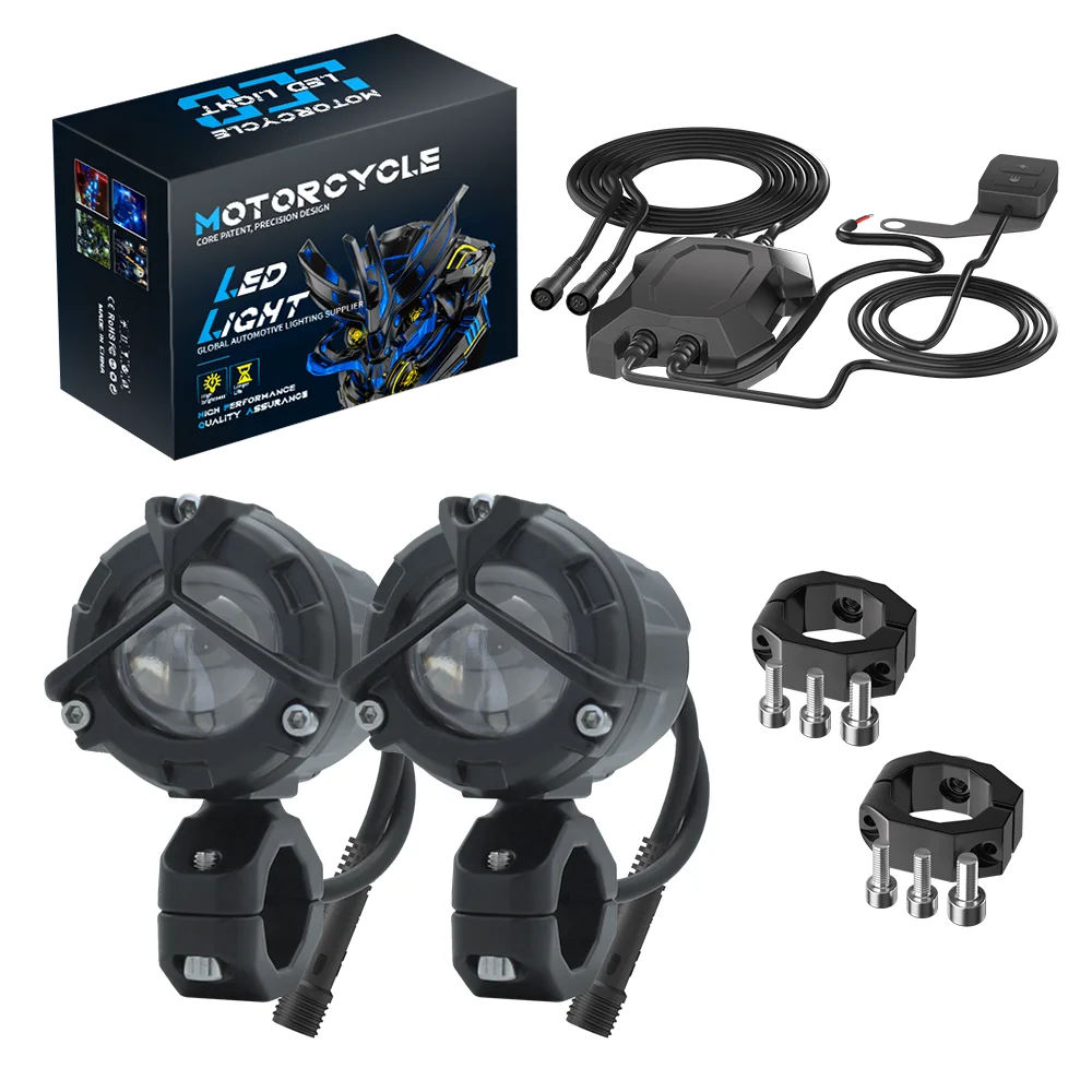 Motorcycle Headlight Fog Lights Led Auxiliary Driving Lamp Dual Color For BMW R
