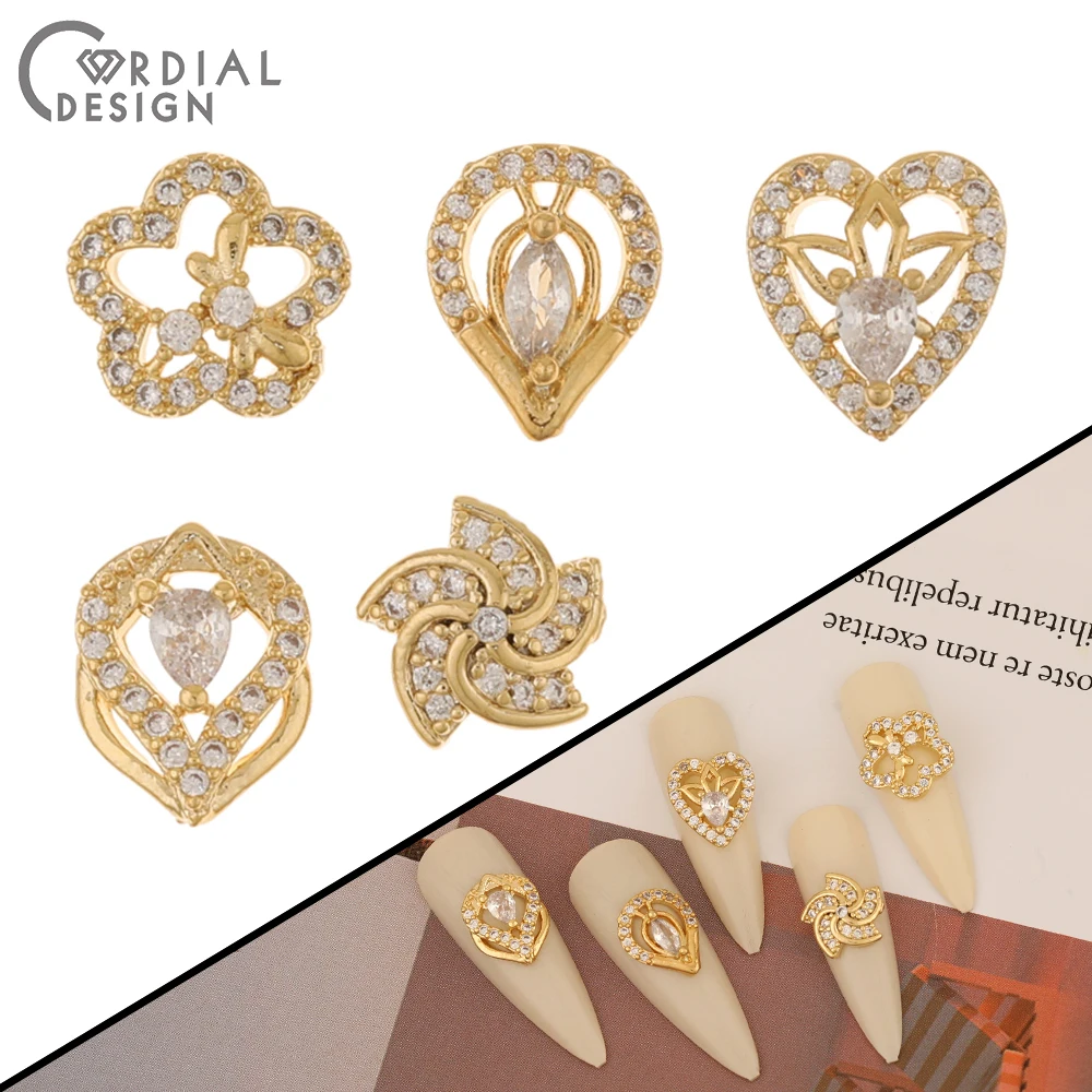 Cordial Design 50Pcs Jewelry Findings & Components/Multi Shapes/Cubic  Zircon/Genuine Gold Plating/DIY Fingernail Accessories - AliExpress