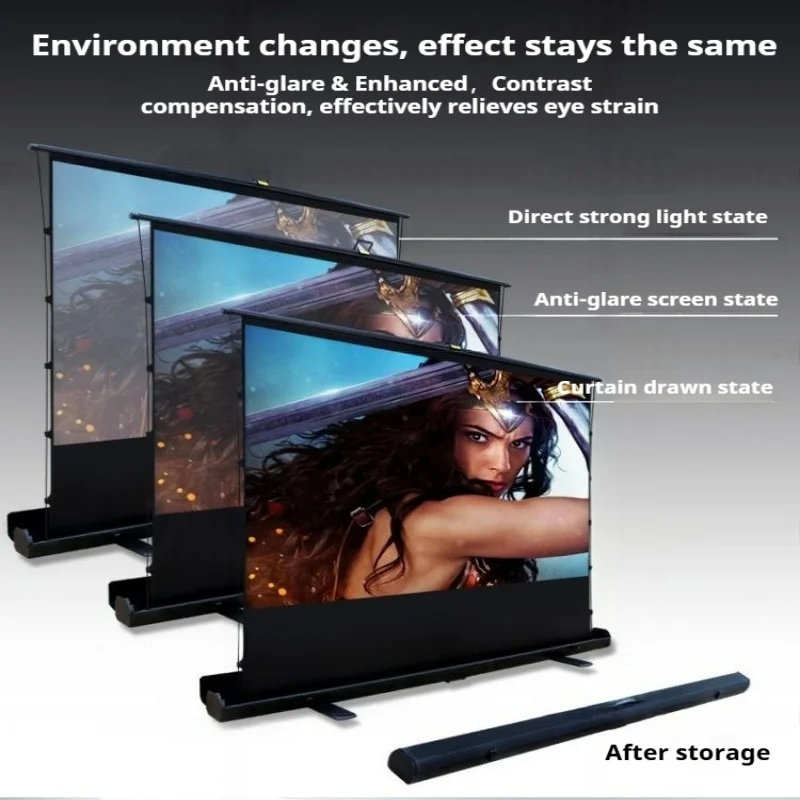Schermo Pieghevole Senza Pieghe con Supporto per Proiezione, Compatibile con Display 3D/4K, Ideale per Home Theater Interno - immagine 4