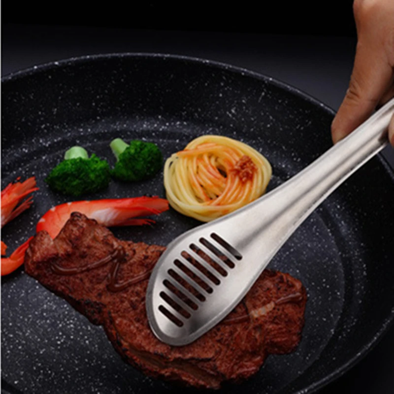 Food Tongs 3-Size Hollow Kitchen Barbecue Food Tongs Stainless Steel Meat Salad Clip Multifunctional Home Cooking Utensils Kitchenware