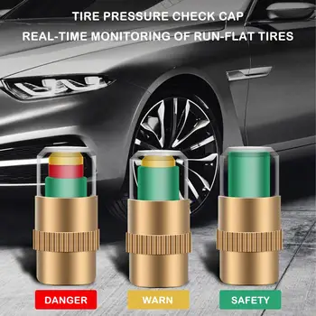 Indicatore di Pressione Pneumatici Auto con Allarme, Set da 4 Pezzi, Tappi Valvola con Manometro, Accessori Auto, Tappi Manometro Pressione Pneumatici Utili