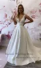 Eightale New Wedding Dresses V-Neck Appliques Lace Customized A-Line Satin Princess Bridal Gown White Ivory hochzeitskleid 4