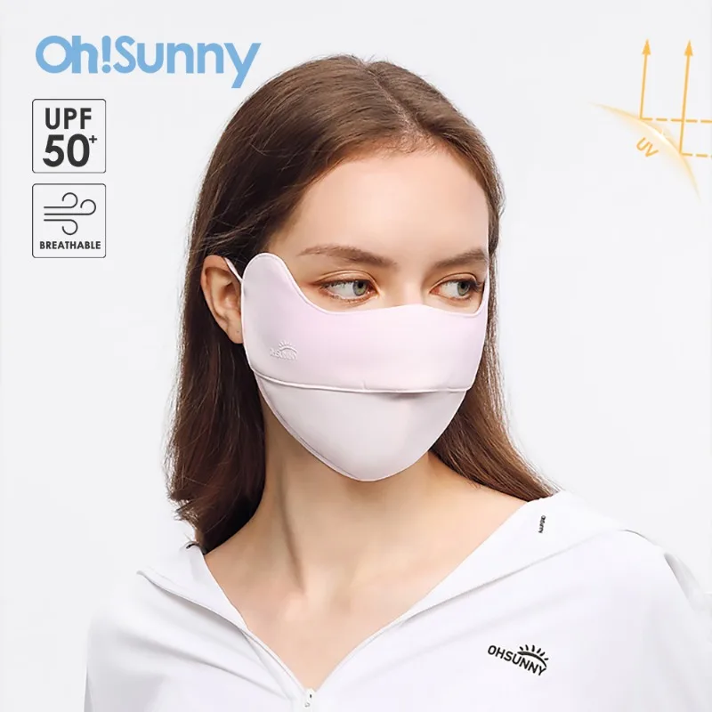

OhSunny маска от солнца 2024, модная женская Защита от УФ-лучей UPF2000 + защита углов для глаз, дизайн с открытым носом, маска для лица, велосипедные маски