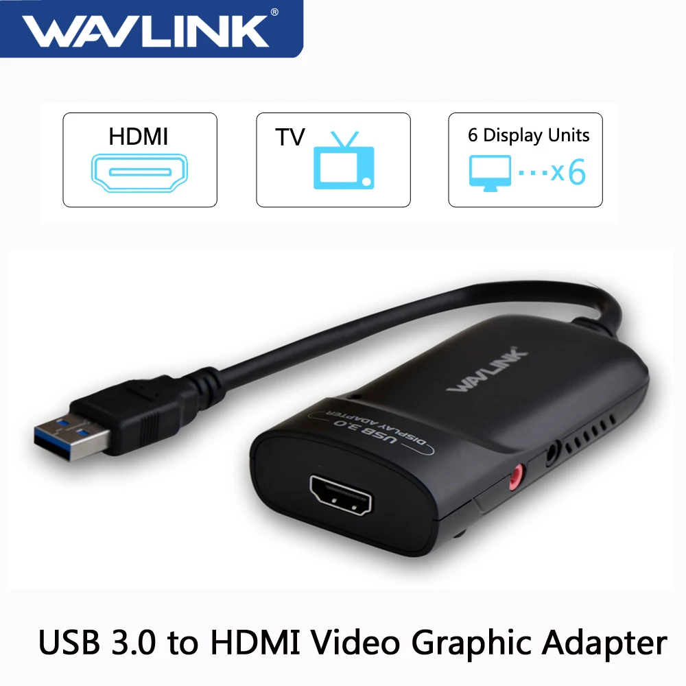 Wavlink USB3.0 к HDMI-совместимый видеоадаптер/внешняя видеокарта аудио для нескольких мониторов до 2048 × 1152 M1 M2