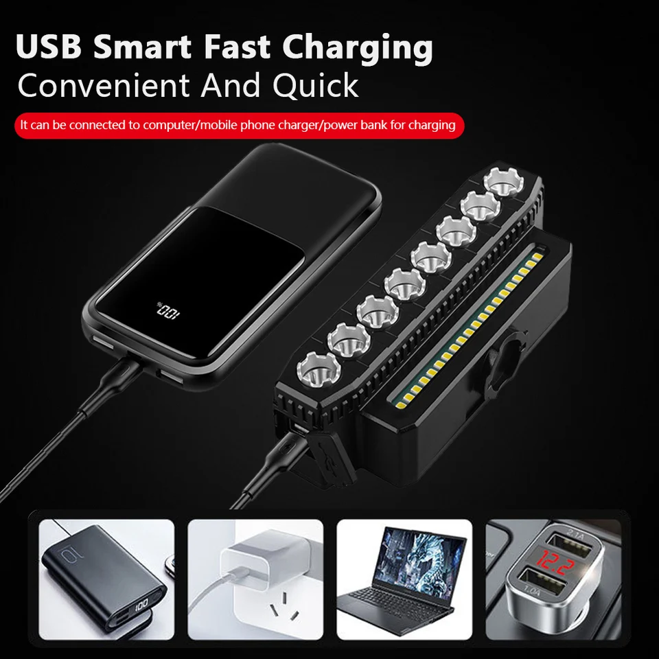 Luz Delantera LED Para Bicicleta Recargable USB - 300 Lúmenes, Con Bocina De 120 DB, Ideal Para Ciudad O Montaña