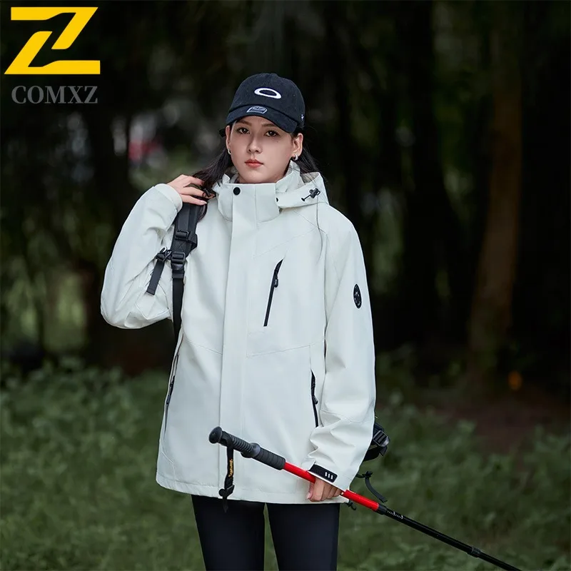 COMXZ Brand Men Jacket Simple Hooded Outdoor Adventure Multi-Function Warm Parka Solid Color Travel Lightweight Winter Clothing