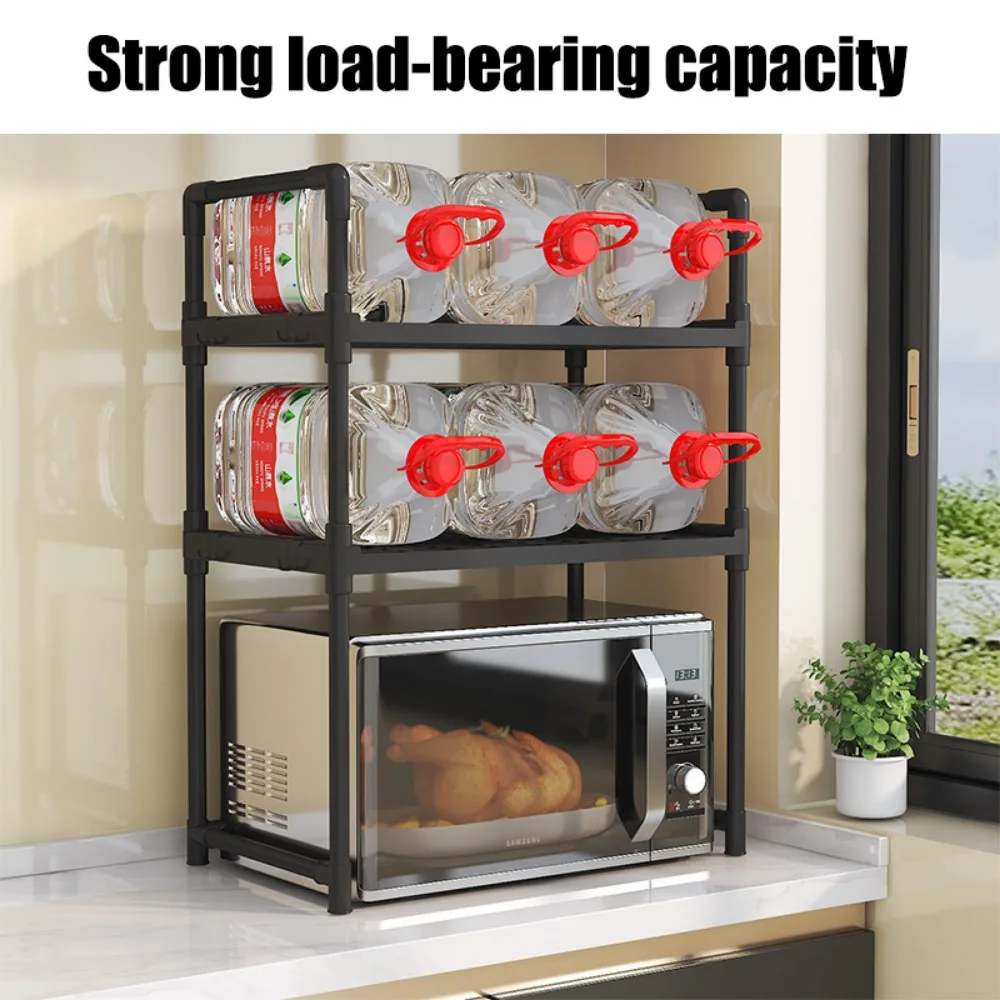 Storage Rack Microwave Oven Shelves Kitchen Multifunctional Seasoning Rack Plastics Double Layer Storage Rack Kitchen Organizer