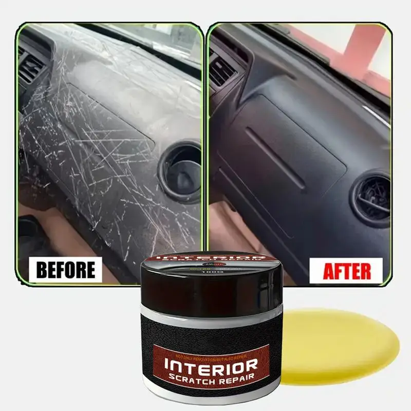 Car Interior Scratch Remover Wax -Clean & Polish For Leather/Plastic Dashboard Seats, Stain Removal & Protective Shine Restorer