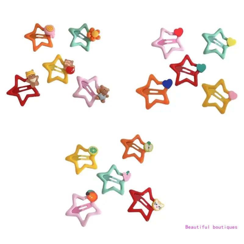 

5pieces Girls Hair Clip Candy Color Star Hair Barrettes for Teen Spring Summer DropShip