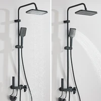 Rozin Black Smart Digital Display Shower Faucet Set Piano Style Rainlfall Bathroom System Grey Digital Mixer Tap Bidet Shower 3