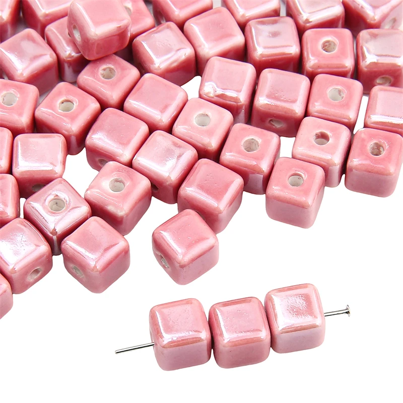 Vibrant Square Ceramic Beads Set - Handmade Porcelain