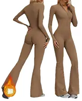 Women Autumn Winter Fleece-Lined Yoga Jumpsuit Women Pilates Running Fitness Clothing Long-Sleeved Outdoor Sports Coveralls