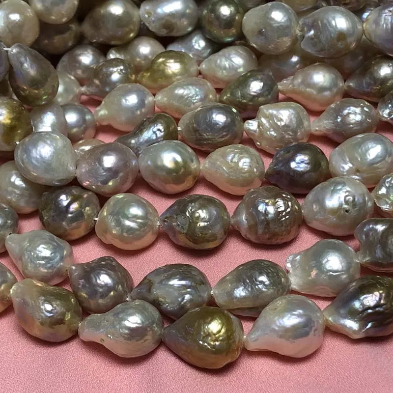 ELEISPL Wholesale 5 Strands 12-14mm Natural Thick Freshwater Nucleated Pearls Loose Strings #2300031