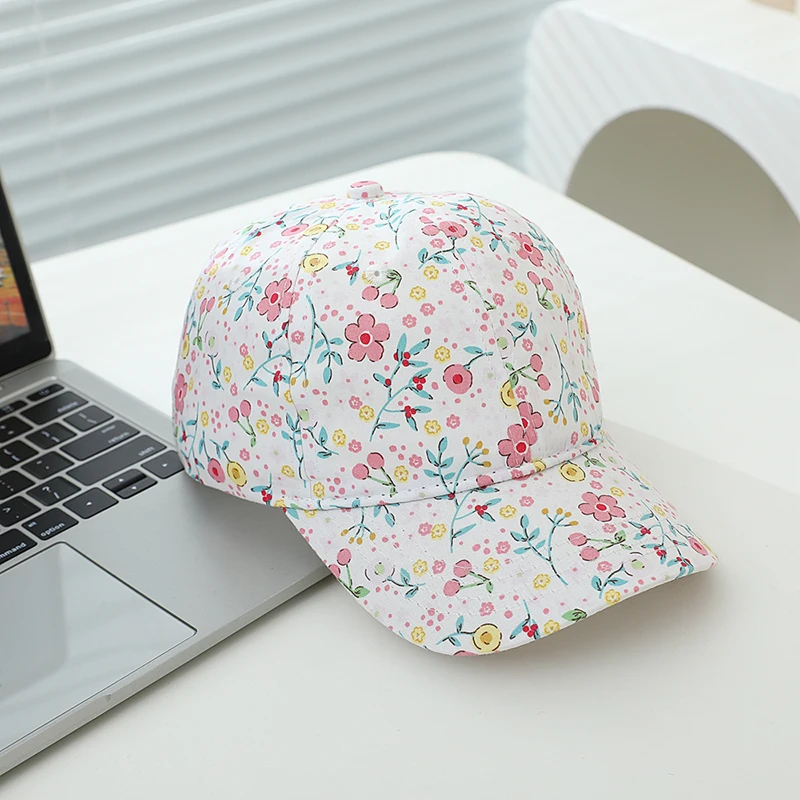 Baby Girls Baseball 2024 Summer School Cartoon Flowers Children Outdoor Kids Caps for 2-8Years Adjustable Sports Hats Cotton 2