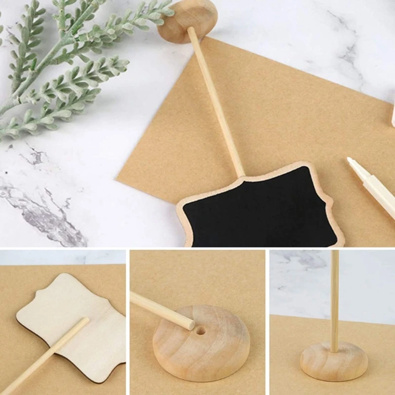 20x/Set Wooden Chalkboard Signs with Easel Stand for Food Labels Table Numbers Office Reminders Party Small Blackboards wooden blackboard wooden chalkboard