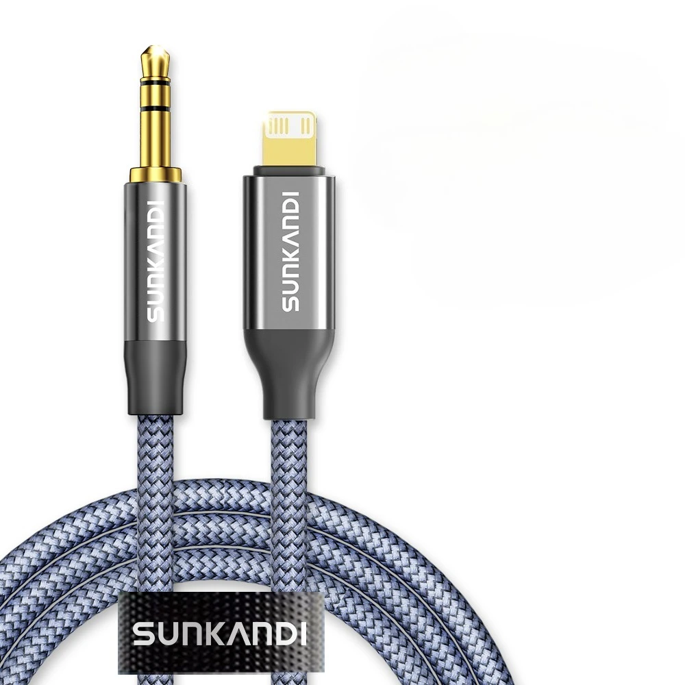 SUNKANDI iPhone AUX Kablosu, Lightning - 1/8 İnç Ses Kablosu, iPhone14/13/12/11/XR/X/8/7 için Kulaklık Jak Adaptörü Aux Ses Kablosu