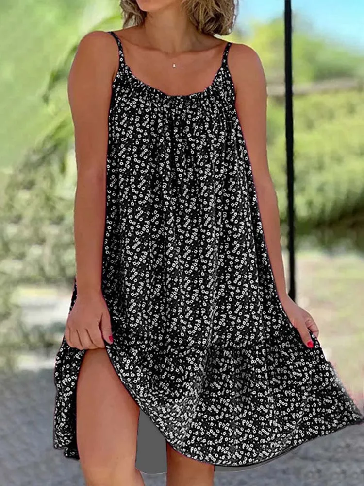 Women Floral Print Sleeveless Summer Dress