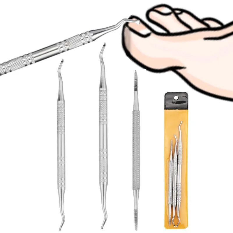 

3pcs Toe Nail Care Hook Ingrown Double Ended Ingrown Toe Correction Lifter File Manicure Pedicure Toenails Clean Foot Care Tool