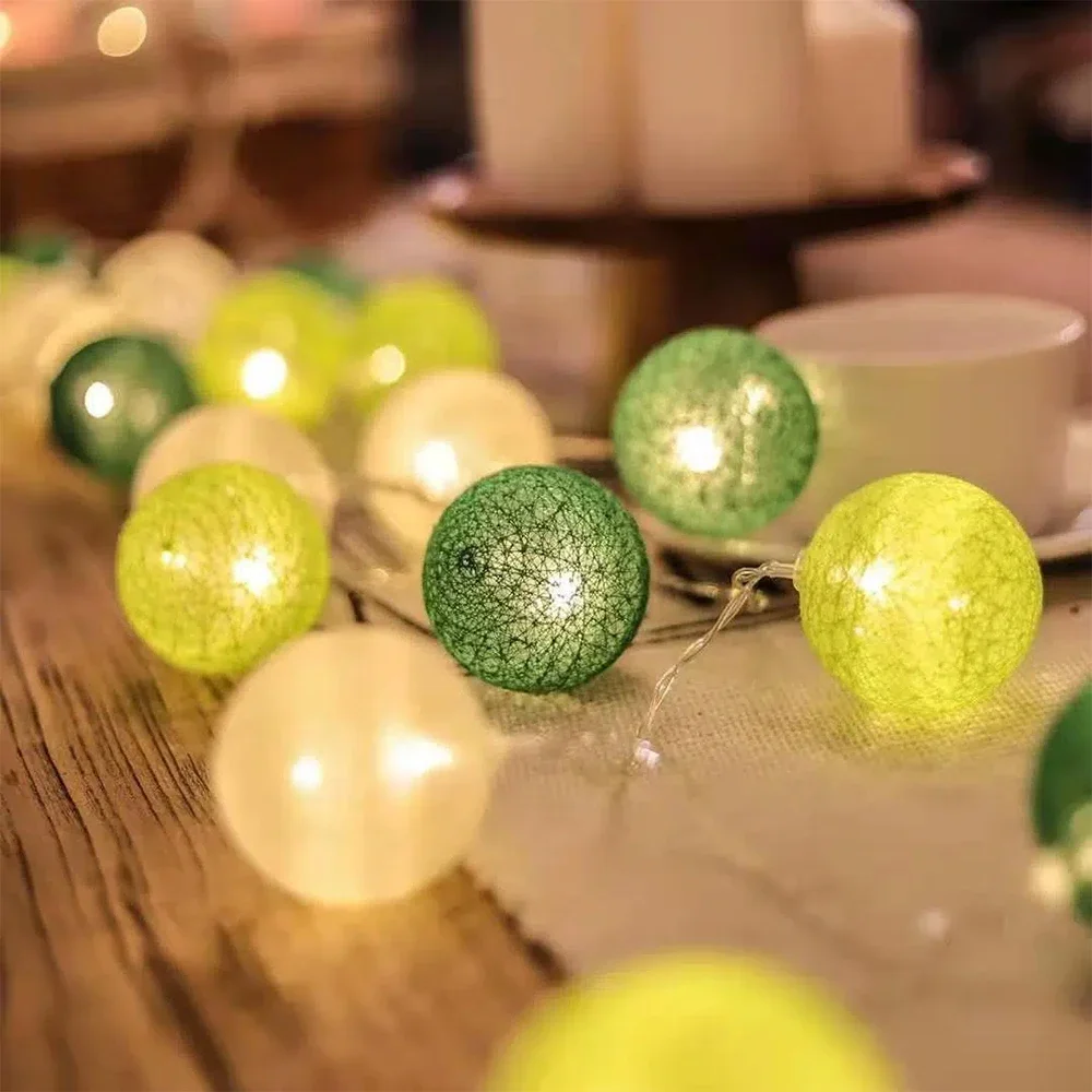 20LED Cotton Ball String Lights 2M Garland Ball Fairy Light String for Holiday Wedding Xmas Party Decoration Home Christmas Lamp