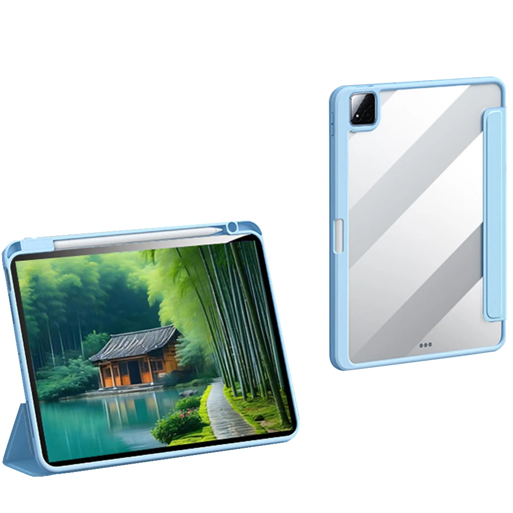 Sleek Clear Acrylic Tablet Case with Pencil Holder