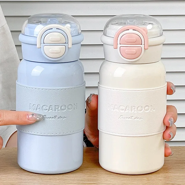 500ml Large Capacity Insulated Bottle with Straw Water Cup Students Simple Double Drinking and Cold Insulation Cup Easy To Carry 1