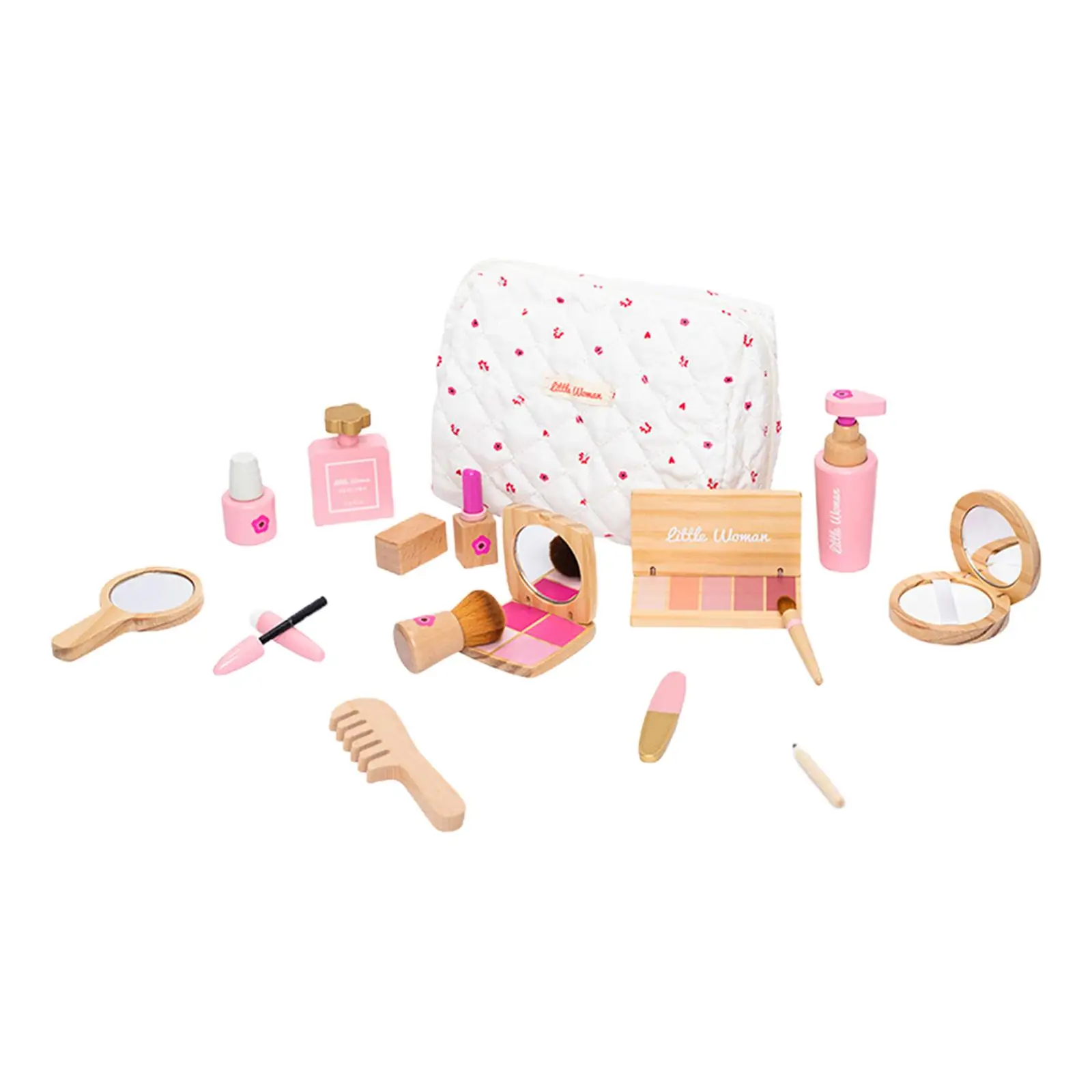 Pretend Play Makeup Beauty Set for Girls Pretend Wood Beauty Salon Toys Set Makeup Toy for Birthday Toys Gift Halloween Kids