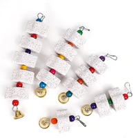 Bird Chewing Toy Parrot Beak Grinding Calcium Stone with Bells Bird Cage Accessories Cage Toys for Rat Hamster Chinchilla Rabbit 2