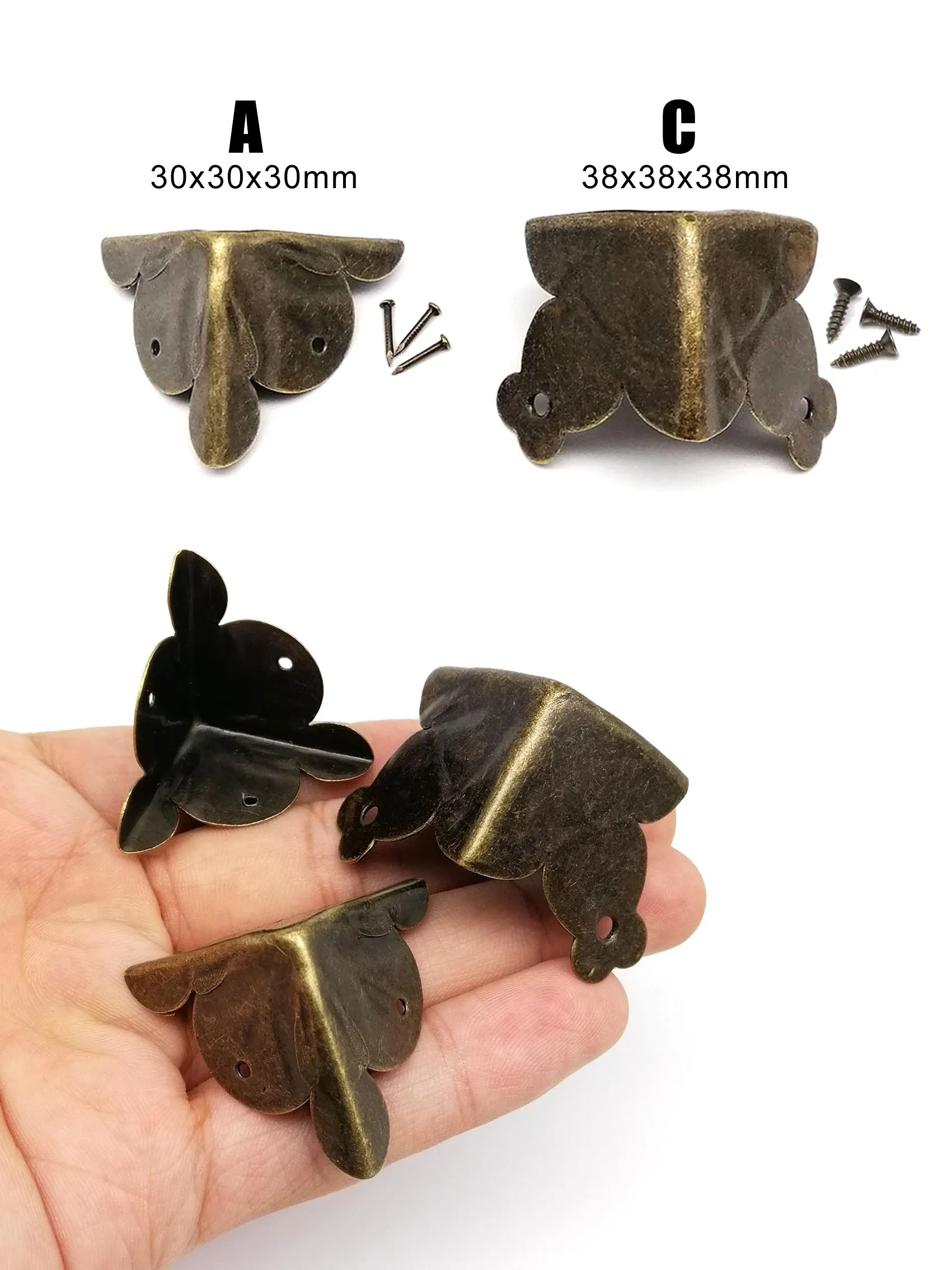 12 stücke große Schwermetall dekorative Bronze antiken Messing Holz schmuck Truhe Wein kiste Geschenk koffer Koffer Eck abdeckung Schutz – Detail 14