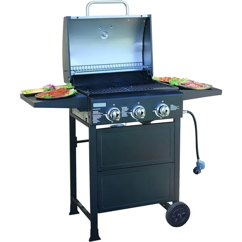 

ChuMaste 3-Burner Propane Grill, Gas Grill, 30000 BTU barbecue grill with Foldable Rack (Reversible Table)