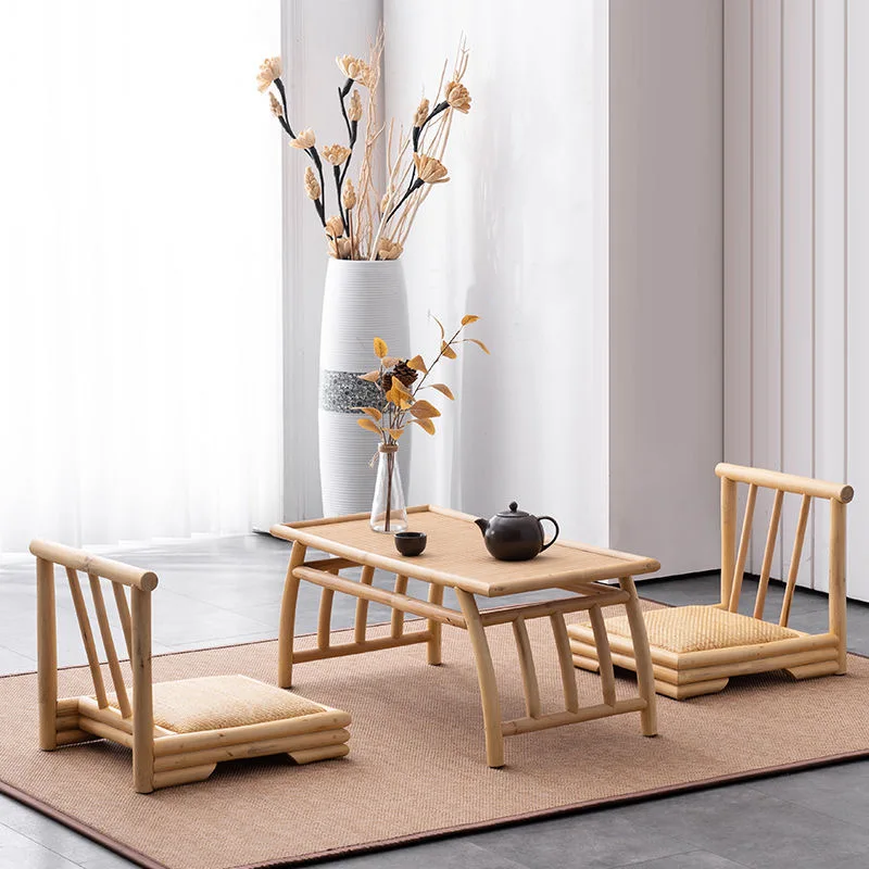 Bamboo and Rattan Tatami Tea Table Chinese/Japanese Style Furniture Living Room Furniture Small Home Lazy Table For Bay Window