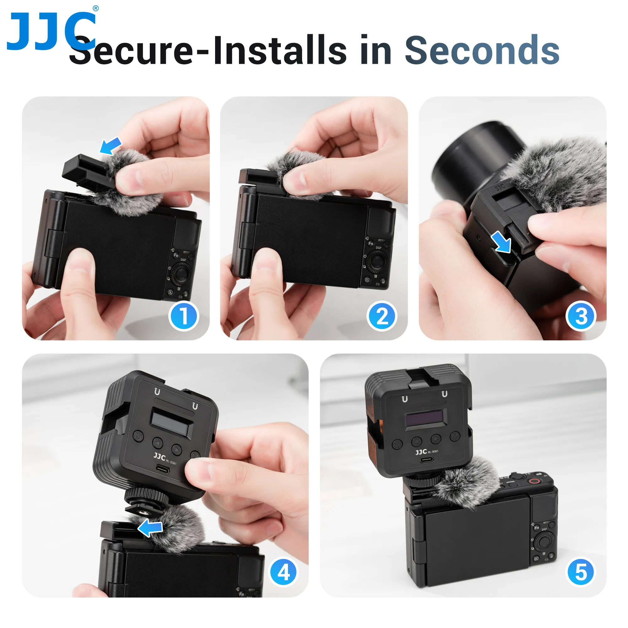 JJC Cold Shoe Wind Muff for Sony ZV-E10 II ZV-1 II ZV-E1 ZV-1F ZV