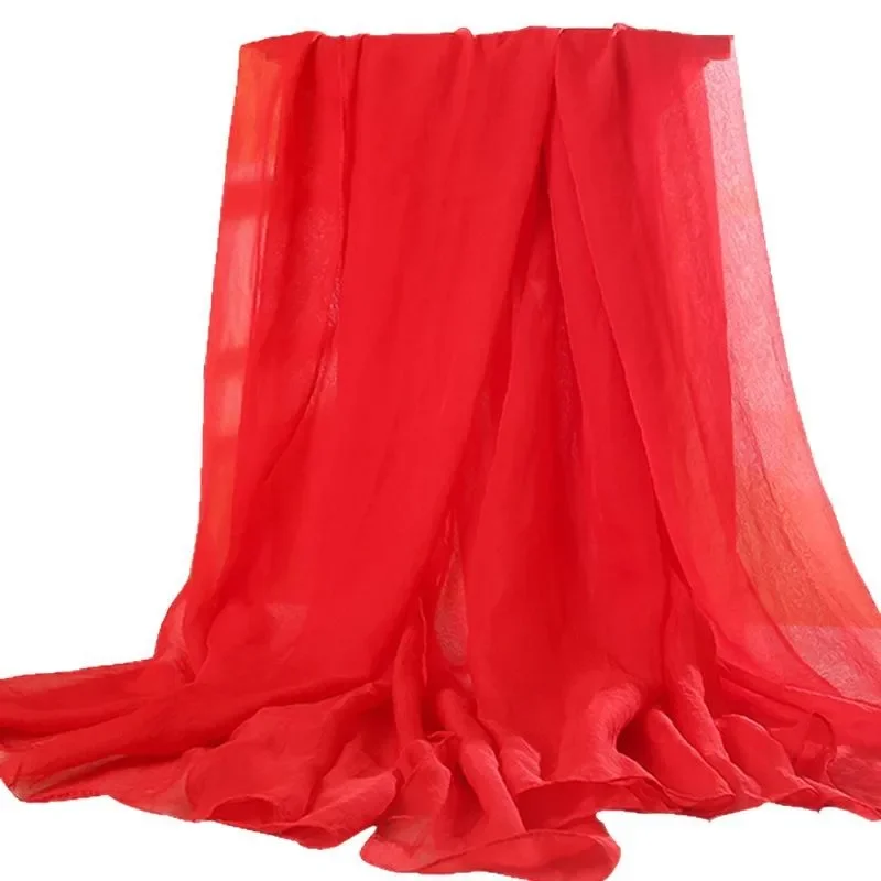 Elegant Ultra-Light Silk Scarf: Women's Red Sunscreen Beach Wrap Accessory