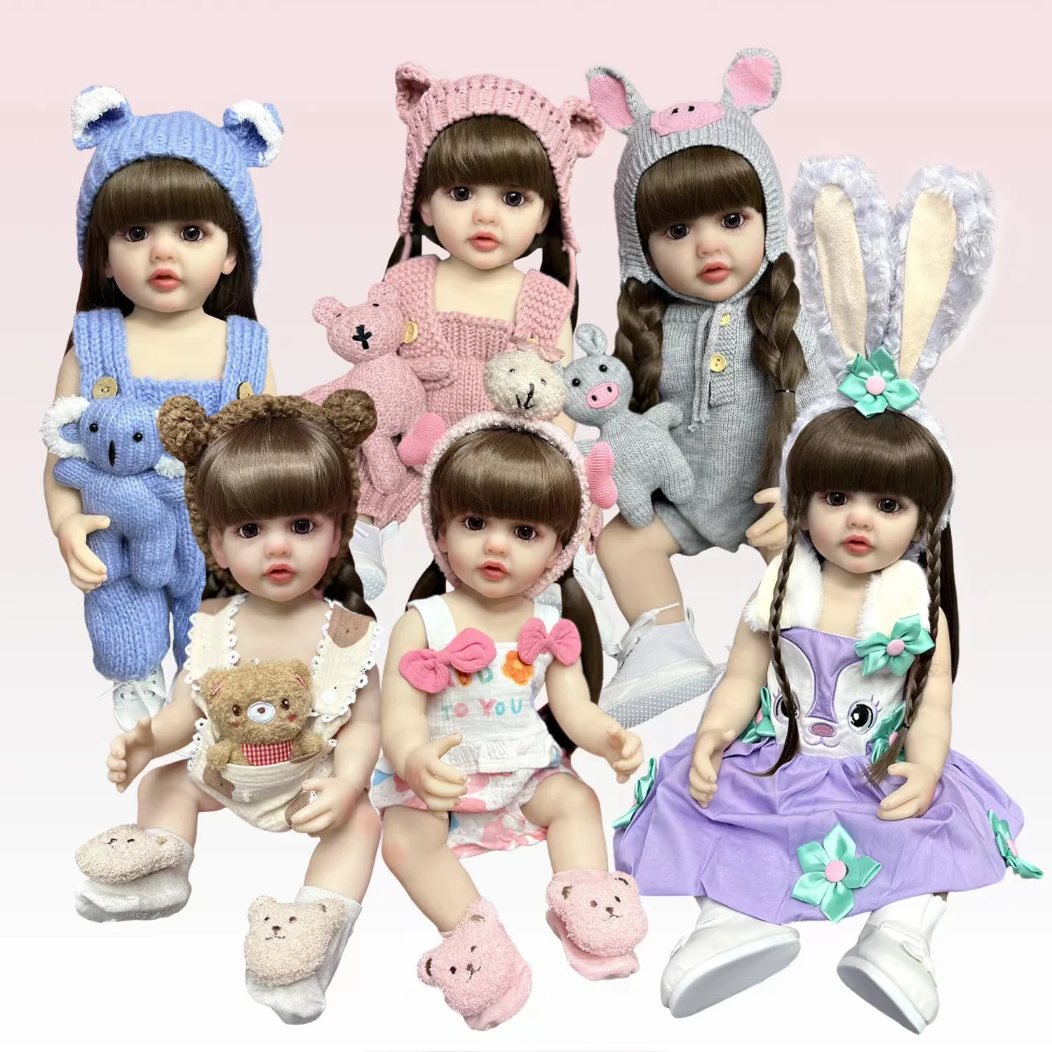 

55CM Lovely Girl Reborn Dolls Handmade Painted Bebe Reborn Full Body Vinyl Muñecas Reborn