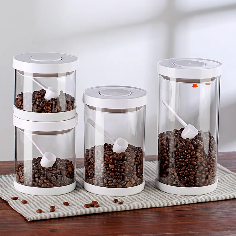 Bincoo Coffee bean storage jar Food grade glass sealed container of coffee  powder vacuum storage container with spoon - AliExpress