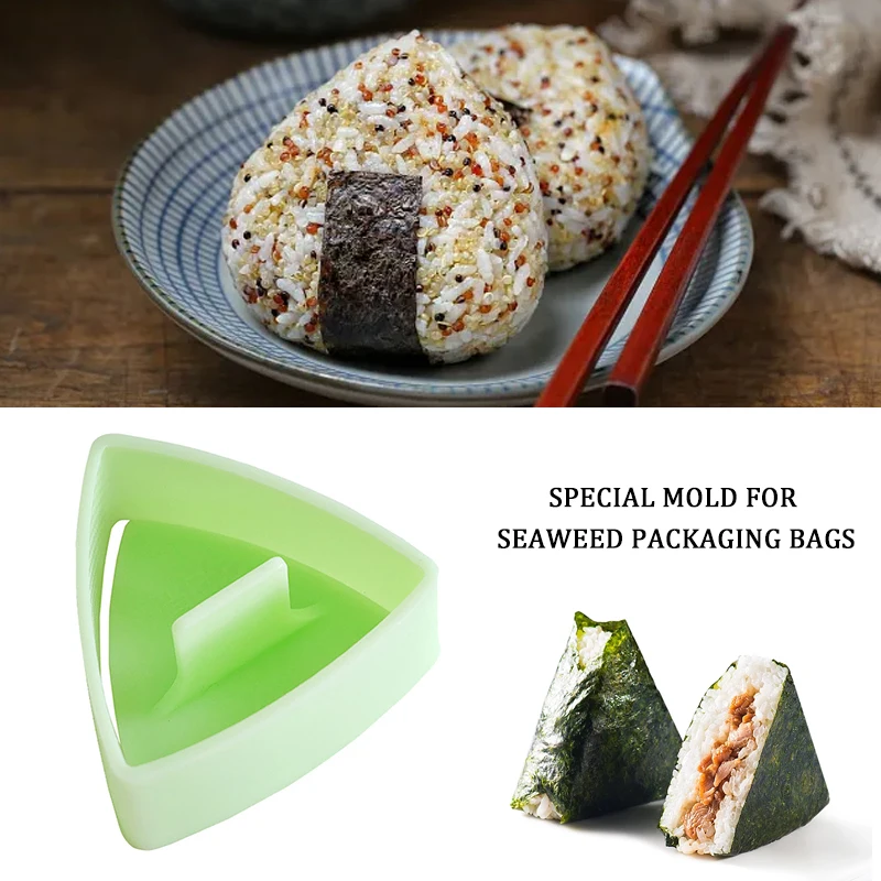 The Triangle Rice Thing One-Triangle-Rice-And-Vegetable-Roll-Making-Tool-Seaweed-Bag-Mold-Easy ...