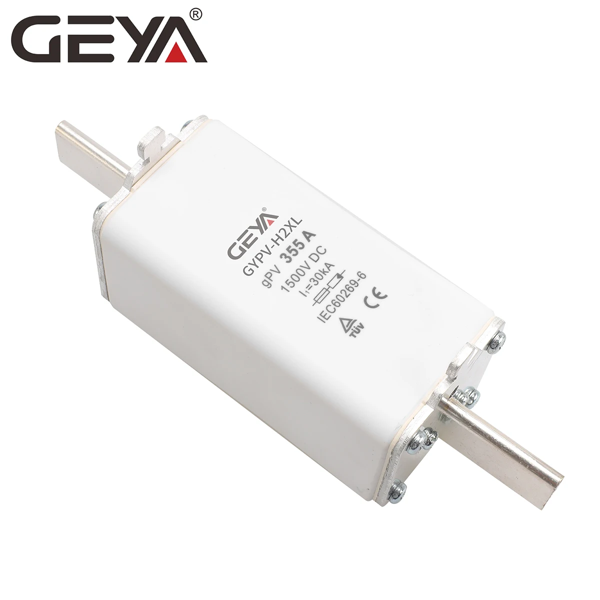 

GEYA GYPV-H2XL 355A Low voltage electronic 1500V 80-400A thermal square fuse link ceramic DC holder for distribution box PV